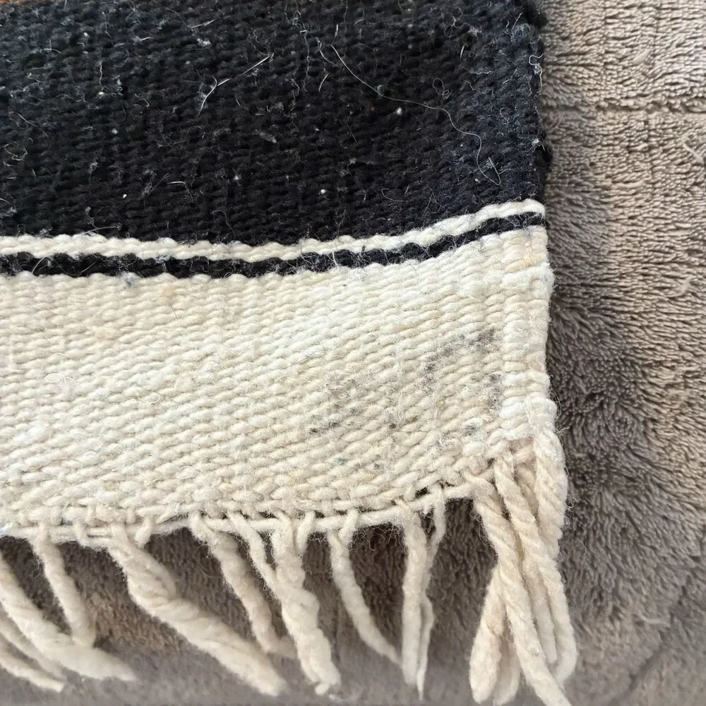 Vintage Mexican Serape Woven Blanket Throw Red Eagle Snake Wool 37x70”